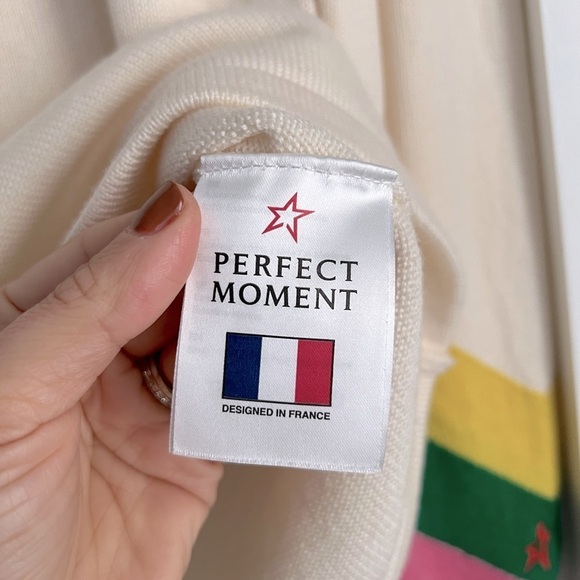 Perfect Moment Chevron Colorblock Merino Wool Crewneck Sweater Jumper - Picture 7 of 9